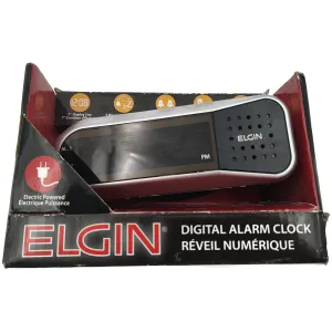 Elgin Spc100d Green Led Dual Alarm Clock, Silver