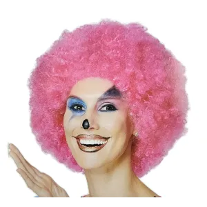 Halloween Disco Afro Clown Wig Adult One Size Costume Accessory Pink - Brand New