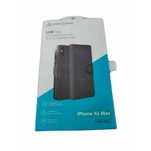 LUXFolio For IPhone Xs Max 2 In 1 Magnetic Folio Case Wallet 3 Cards Dark Grey