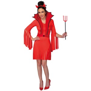 Halloween Adult Women Costume Red Hot Devil Dress With Headband Medium M(8-10)