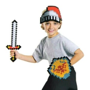 Knight Eva Set Halloween Costume 8-bit Gaming Accessory Like Minecraft 3 Pcs