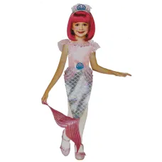 Pretty Mermaid Kit + Crown Halloween Costume Girls One Size 3+ 2 Pcs