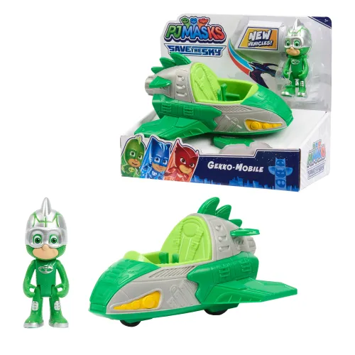 NIB PJ Masks Gekko Save The Day And Gekko-Mobile Action Figure Set Toy Green U1