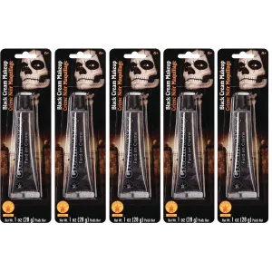 Lot Of 5 Rubie's Black Cream Makeup Water Washable 1 Oz Each Total 5 Oz