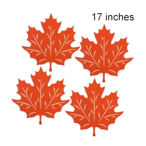 Set Of 4 Felt Leaf Reversible Harvest Placemat 17 Inches Orange Way To Celebrate