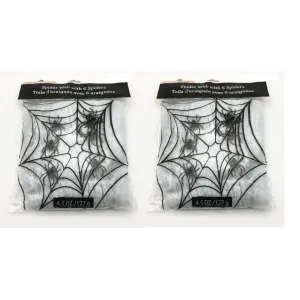2 Big Pack Of Halloween Fake Spider Web Super Stretch With 6 Spiders