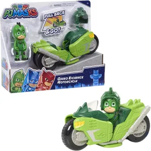Pj Masks Gekko Kickback Motorcycle & Action Figure Set With Helmet Green