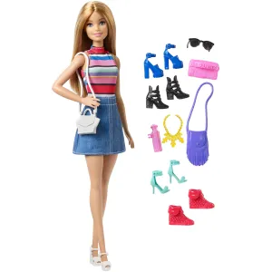 Barbie Fashionista With 11 Different Accessories Includes Doll Shoes Bags & More