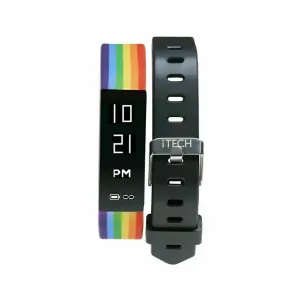 Itech Sport Activity Fitness Tracker With Interchangeable Strap, Rainbow/black