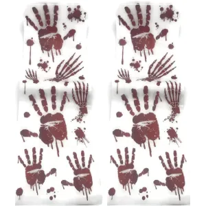 Lot Of 2 Way To Celebrate Halloween Bloody Hand Prints Wall & Window Decoration