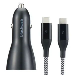Dual Port Power Delivery Car Charger Usb-c/usb-a With Usb-c To Usb-c 3ft Cable