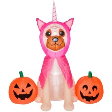 5.5 Ft. Halloween Pugicorn Inflatable Yard Decoration - Pink Outdoor Decor 5.5 Ft. Halloween Pugicorn Inflatable Yard Decoration - Pink Outdoor Decor