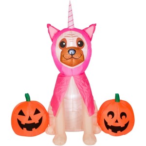 5.5 Ft. Halloween Pugicorn Inflatable Yard Decoration - Pink Outdoor Decor