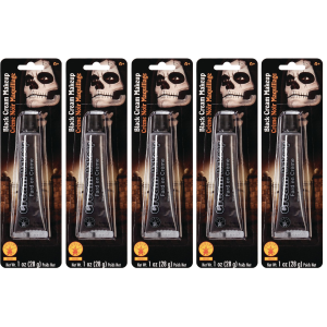 Lot Of 5 Rubie's Black Cream Makeup Water Washable 1 Oz Each Total 5 Oz