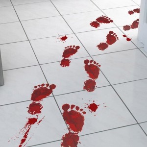 Lot Of 2 Bloody Feet Wall Stickers Halloween Decorations On A 26x10 Inch Sheet