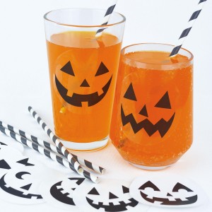 Lot Of 32 Cup Clings Sticker Halloween Decorations Spooky Faces Way To Celebrate