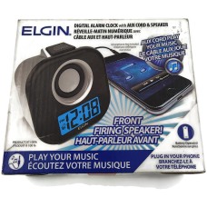 Elgin Digital Alarm Clock With Aux Cord And Speaker - Battery Operated Elgin Digital Alarm Clock With Aux Cord And Speaker - Battery Operated
