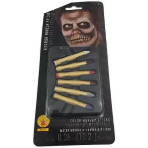Rubie's Horror Makeup Sticks - 6 Color Makeup Sticks - Washable W/water