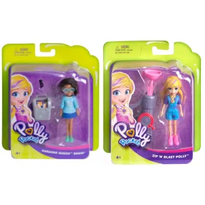 Lot Of 2 Polly Pocket Active Pose Zip 'n' Blast Zipline & Karaoke Queen 