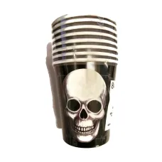 8 Pack Skull 9 Oz Paper Cups Slaughter House Halloween Tableware