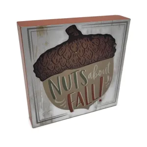 Halloween Decorative Wooden Frame 5x5x1 ( Nuts About Fall)