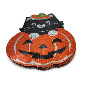 Lot Of 4 Halloween Holographic Pathmarkers (pumpkin With Black Cat), 24 Inch