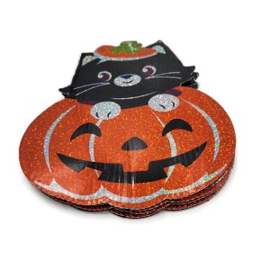 Lot Of 4 Halloween Holographic Pathmarkers (pumpkin With Black Cat), 24 Inch
