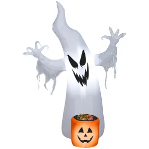 5.5 Ft Tall Airblown Ghost And Candy Bowl Light Up Halloween Inflate Outdoor