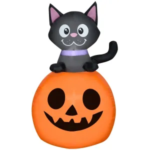 5 Ft Airblown Black Cat On Jack O Lantern Light Up Halloween Inflate Outdoor