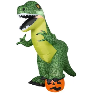 6.5 Ft Tall Airblown Dinosaur Crushing Jack O Lantern Light Up Halloween Outdoor