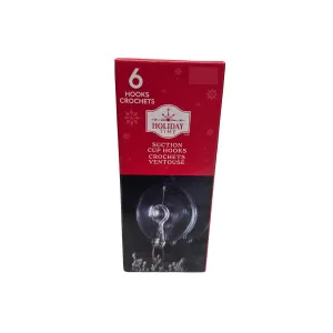 Holiday Time 6 Pcs All Purpose Suction Cup Hooks For Lights And Decor Christmas