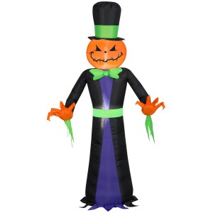 6 Ft Airblown Pumpkin Reaper With Top Hat Light Up Halloween Inflate Outdoor