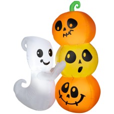 5 Ft Airblown Ghost With Pumpkin Stack Light Up Halloween Inflate Outdoor 5 Ft Airblown Ghost With Pumpkin Stack Light Up Halloween Inflate Outdoor