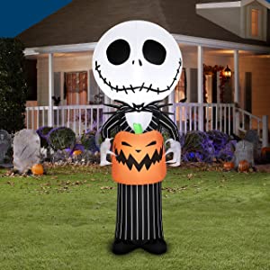 5 Ft Airblown Jack Skellington With Pumpkin Light Up Halloween Inflate Outdoor