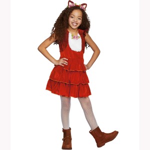 Halloween Costume Fuzzy Fox Girls Large Medium (8-10) With Detachable Tail