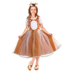 Girls Dazzling Deer Halloween Costume Child Large (10-12) Dress With Tail