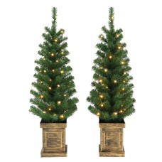 Holiday Time 2-count Pre-lit Pre-lit 3.5 Foot Artificial Porch Christmas Trees Holiday Time 2-count Pre-lit Pre-lit 3.5 Foot Artificial Porch Christmas Trees