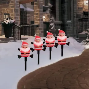 Lot Of 4 Christmas Winter Yard Santa For Home Holiday Decor Stake Yard Lawn