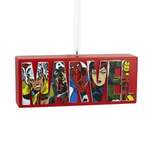 Marvel Comics Logo Heroes & Villains Avengers Hallmark Ornament 2022 