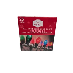 Holiday Time 25 Pcs All Purpose Siding Clips For Lights And Decor Christmas