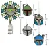 Hallmark Ornaments Star Wars The Mandalorian 4 Helmet Set + Grogu Tree Topper 