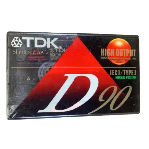 TDK D90 Blank Audio Cassette Tapes High Output IECI Type I New Sealed