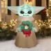 4.5 Ft Gemmy Airblown Disney The Mandalorian Grogu Holding Wreath Star Wars 4.5 Ft Gemmy Airblown Disney The Mandalorian Grogu Holding Wreath Star Wars
