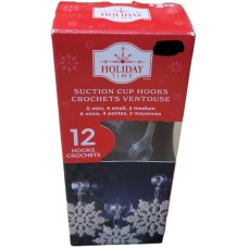 Holiday Time 12 Suction Cup Hooks 6 Mini, 4 Small, 2 Medium For Light Christmass Holiday Time 12 Suction Cup Hooks 6 Mini, 4 Small, 2 Medium For Light Christmass