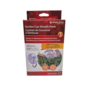 Simple Living Suction Cup Wreath Hook - Hang Up to 10 lbs Without Drilling Clear