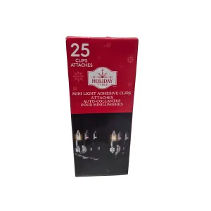 25-Pack Holiday Time Mini Light Adhesive Clips - Clear Decor - New with Box