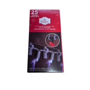 Holiday Time 25 Pcs Clip Hooks For Use With Lights Christmas Surface & Siding