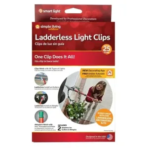 Simple Living Solutions White Gutter & Shingle Ladderless Light Clips (25-Pack)