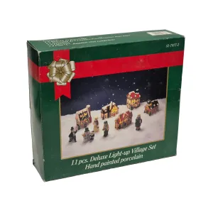 Holiday Magic Lighted Village Set - Hand Painted Porcelain - 11-Piece Collection