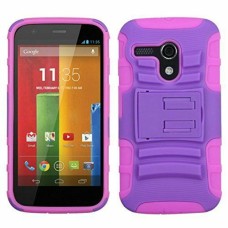Asmyna Kickstand Protector Cover For Motorola Moto G - Purple/Electric Pink Asmyna Kickstand Protector Cover For Motorola Moto G - Purple/Electric Pink